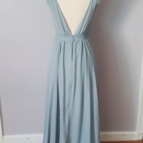$198 Show me your MuMu Jenn Maxi Dress, Silver Sage Blue, Prom Bridal Size SMALL - Picture 5 of 9